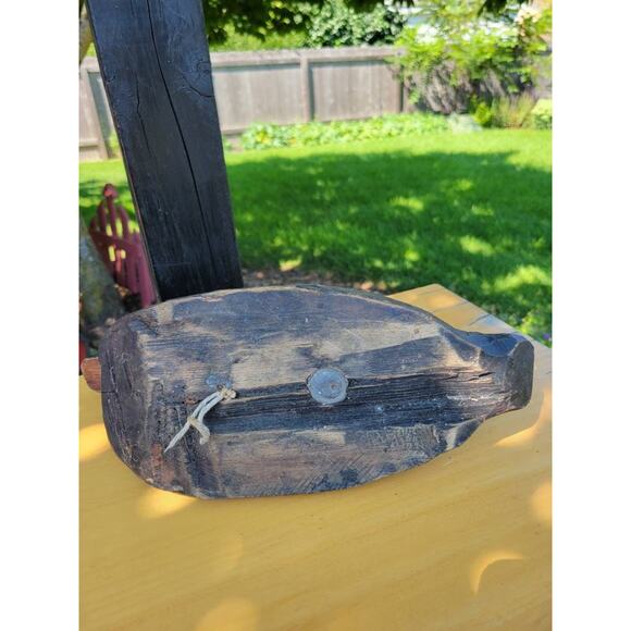 Vintage Duck Decoy, Wood Folk Art, Primitive Carved, Autumn Decor - Picture 5 of 8